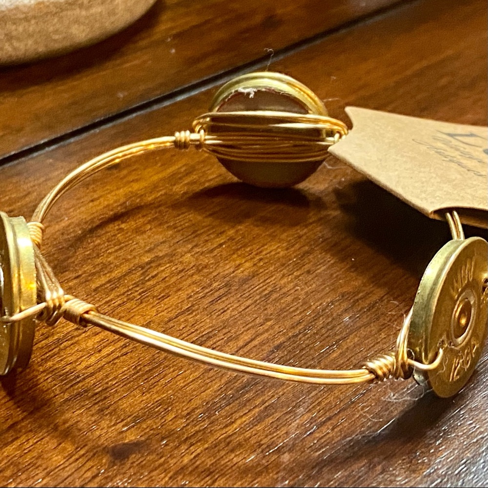 Vintage Wire Frame Golden Shotgun Shell Bangle Bracelet